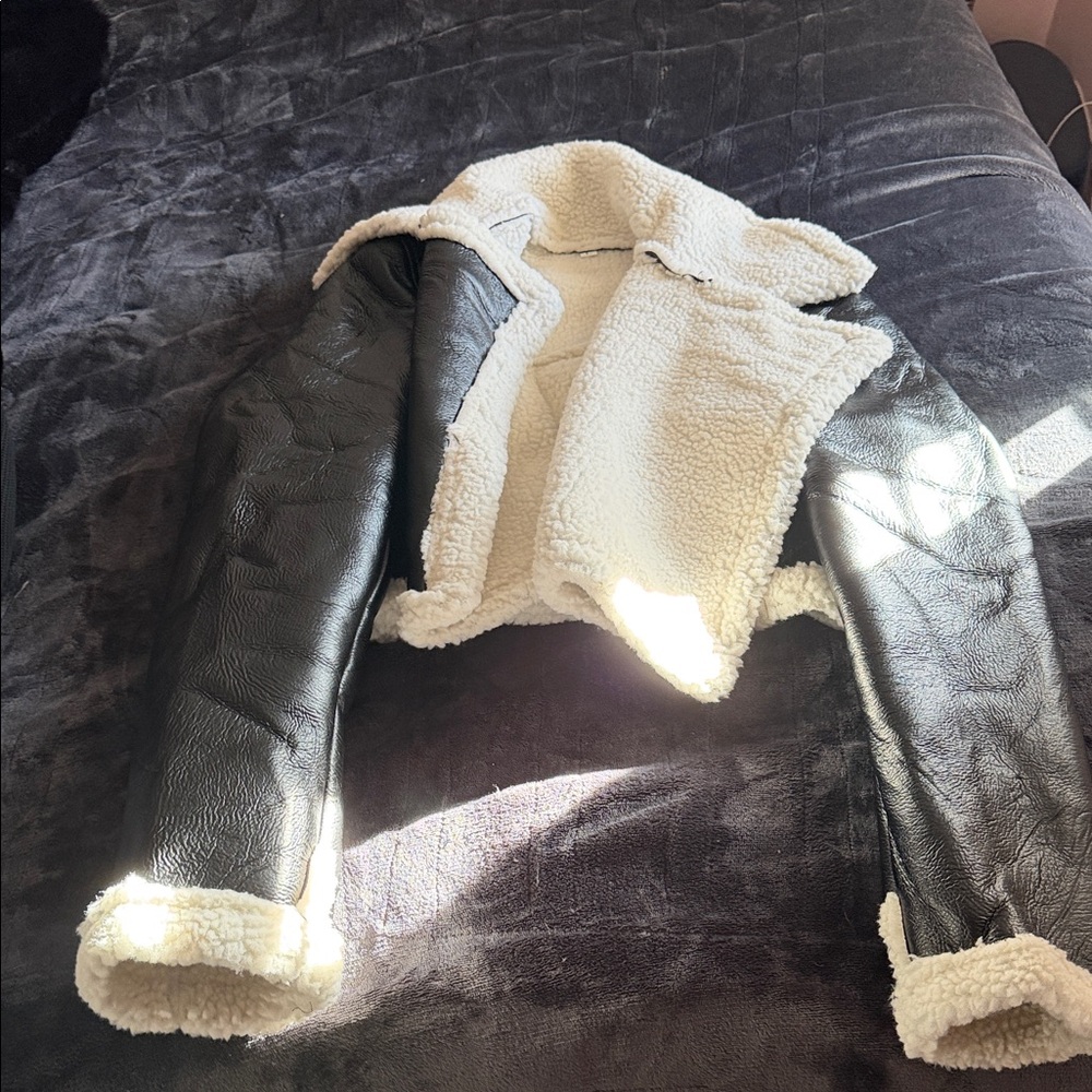 Black and Cream Shearling Jacket